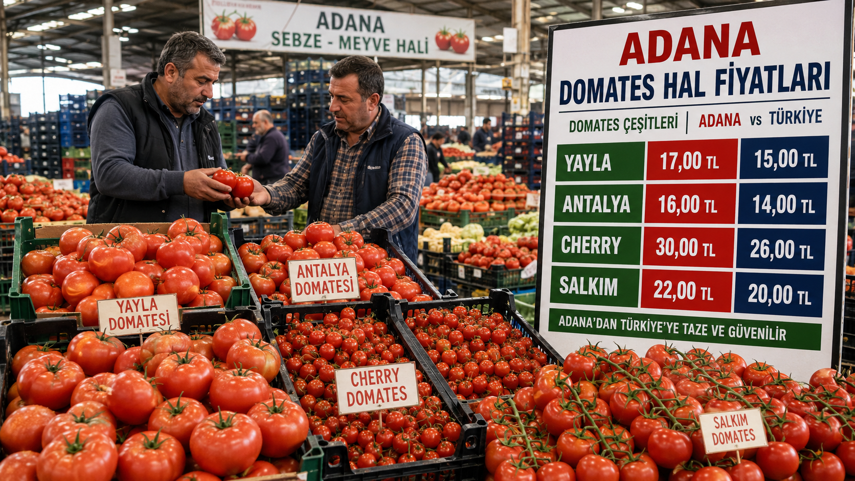 Adana domates hal fiyatları bugün 27 Temmuz 2026