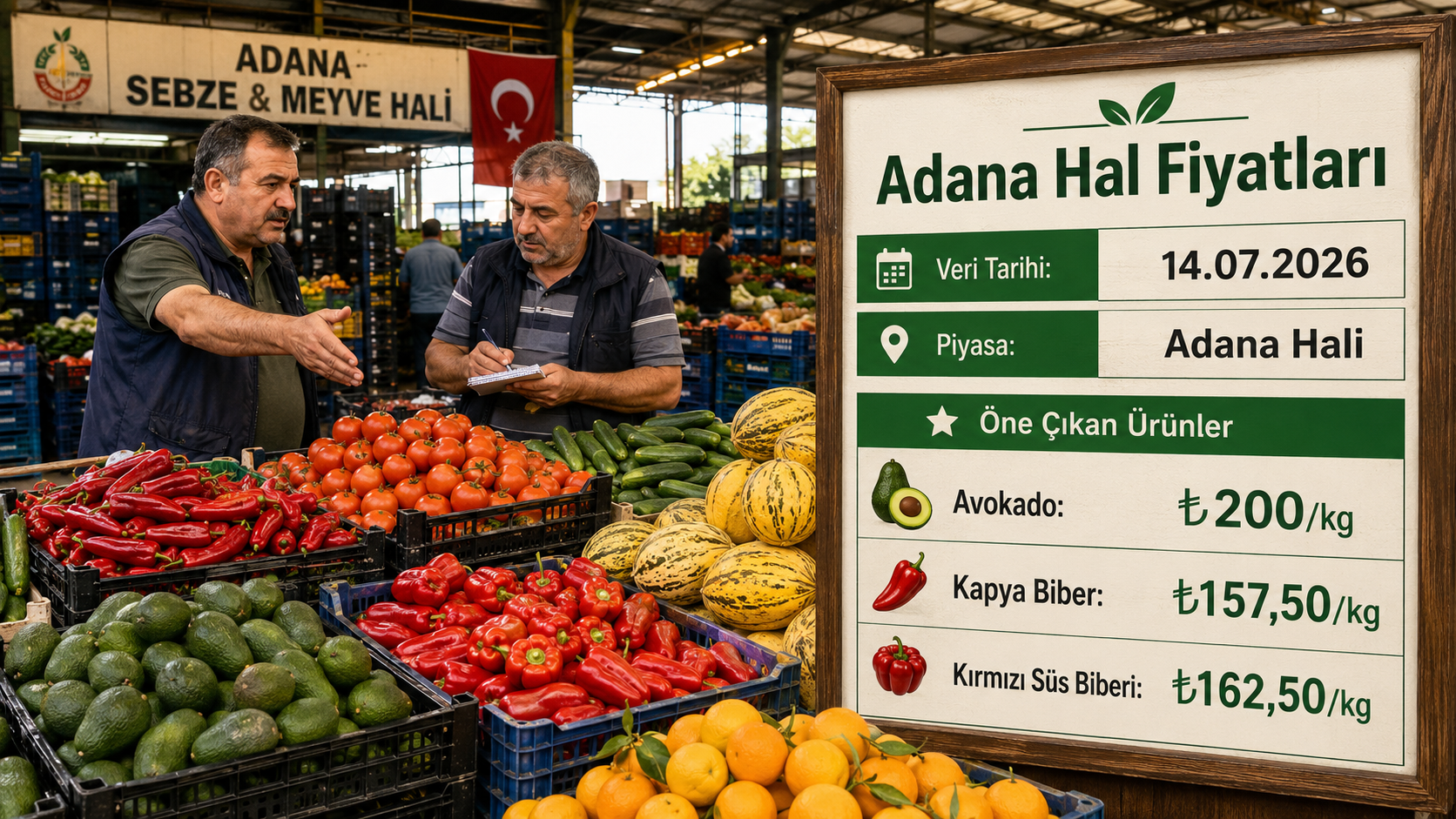 Adana hal fiyatları bugün 14 Temmuz 2026